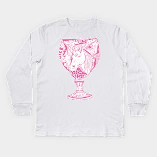 Pink  Unicorn Goblet Kids Long Sleeve T-Shirt